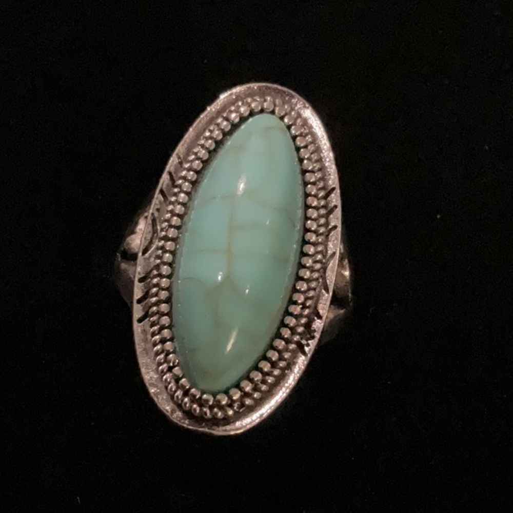 Silver Turquoise Ring Size 8.5 - Picture 8 of 8